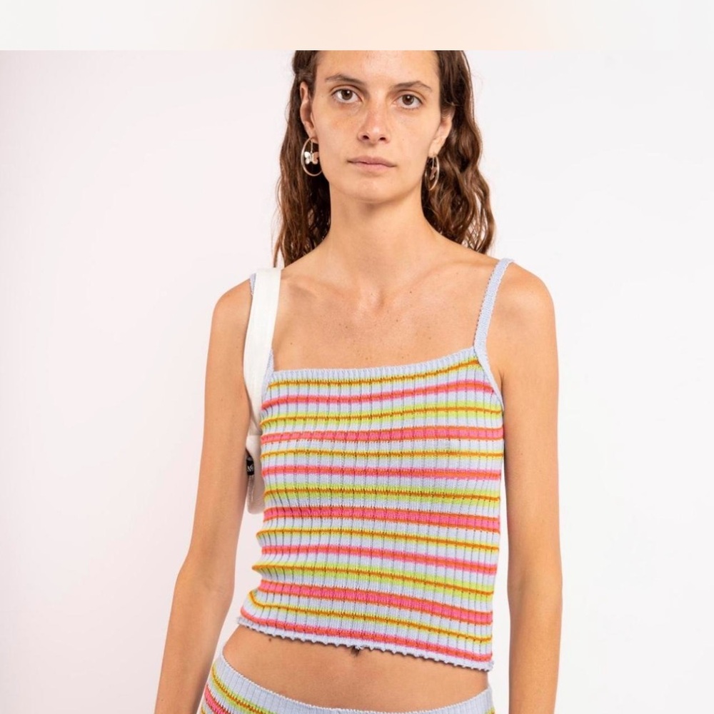 Maison Cleo Candice Blue Multicolor Knitted Tank